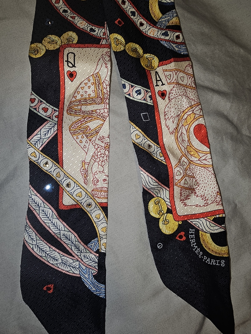 Hermes Black Playing Card Twilly Scarf - Picture 5 of 8